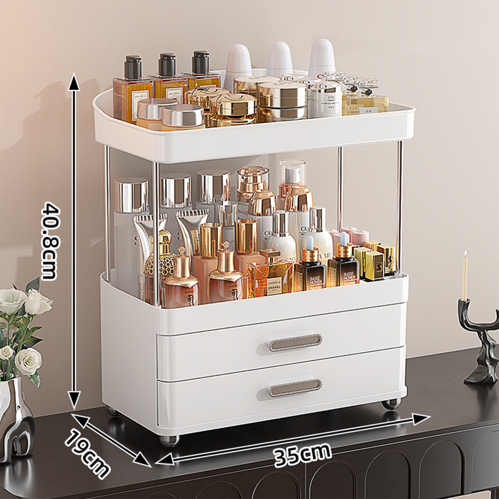 2 Drawers Makeup Organizer - 4 Tier Bathroom Organizers And Storage
