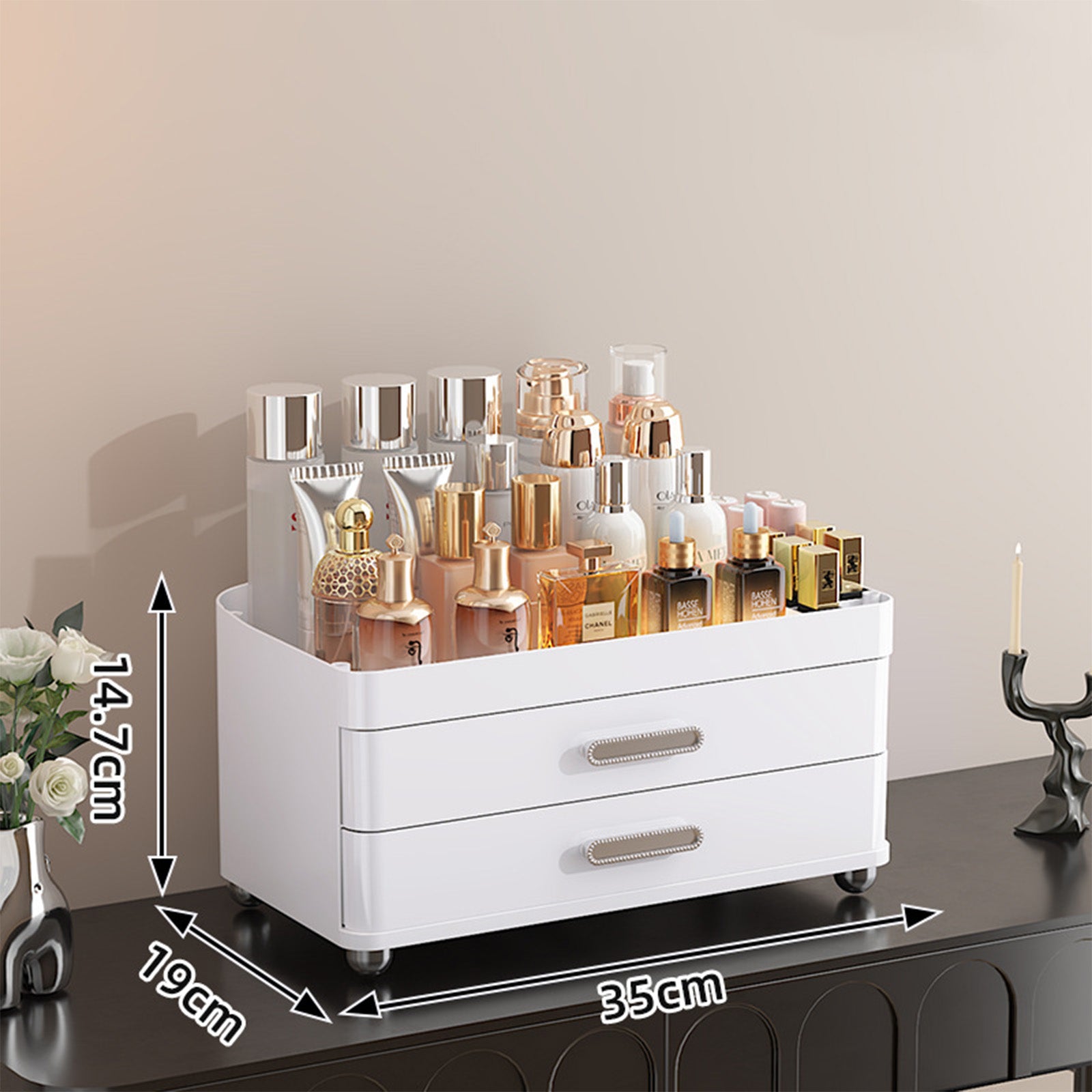 2 Drawers Makeup Organizer - 4 Tier Bathroom Organizers And Storage