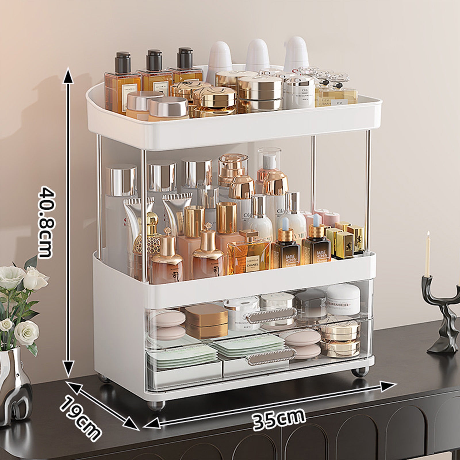 2 Drawers Makeup Organizer - 4 Tier Bathroom Organizers And Storage