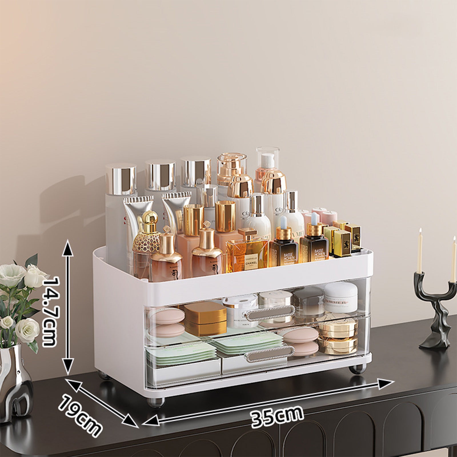 2 Drawers Makeup Organizer - 4 Tier Bathroom Organizers And Storage
